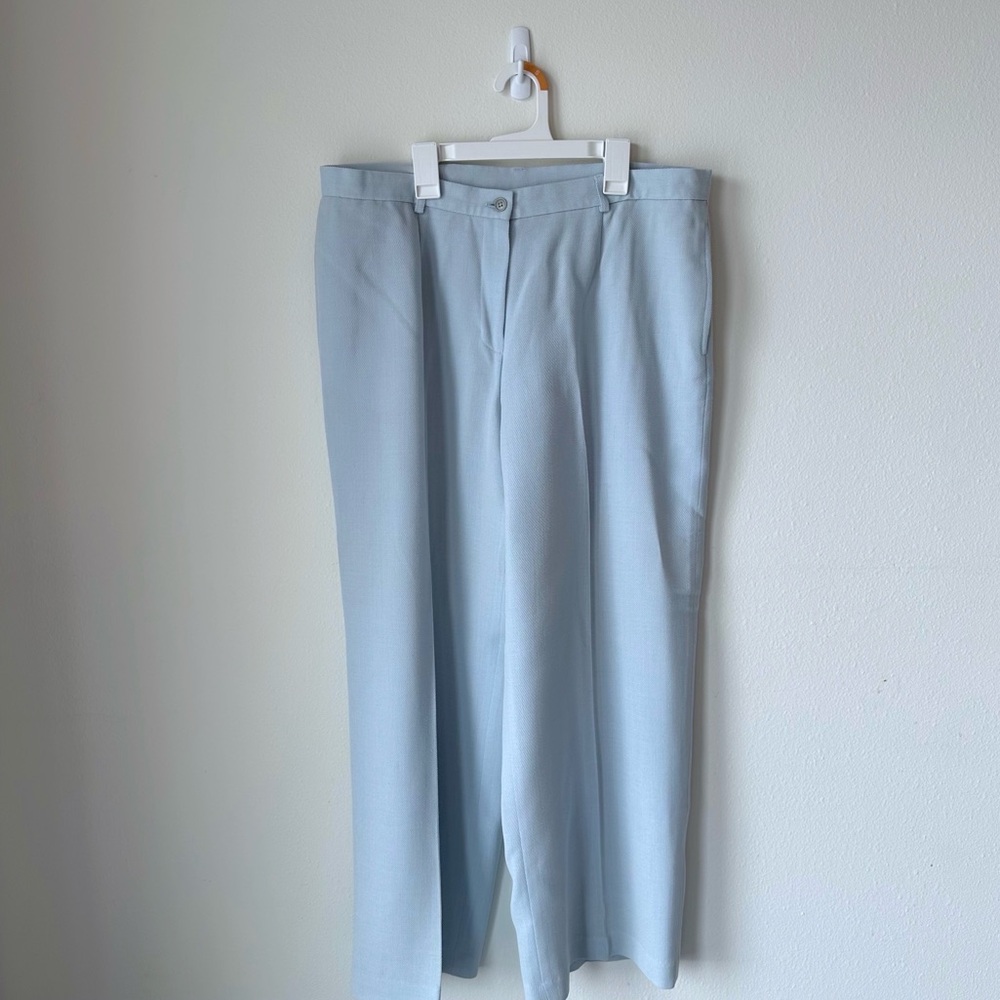 Lauren// Light Blue Worsted Wool wide-leg trousers Size 16